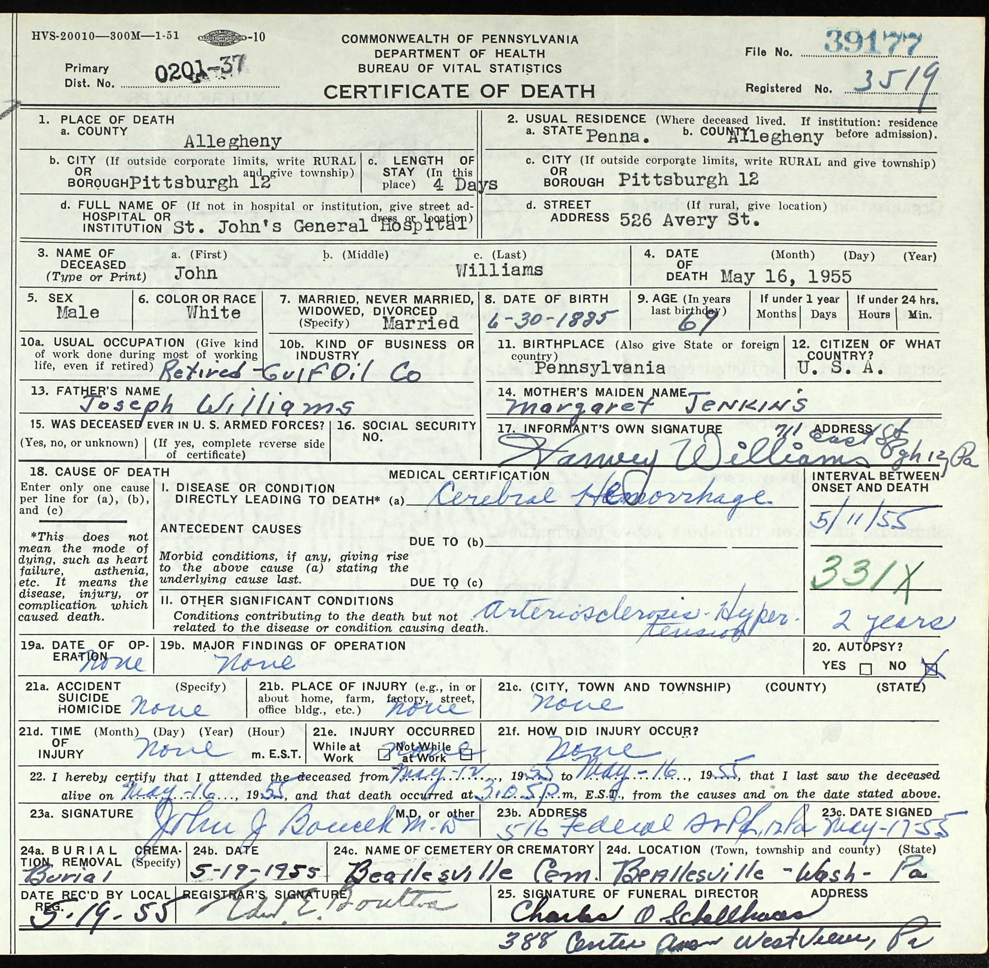 death certificate